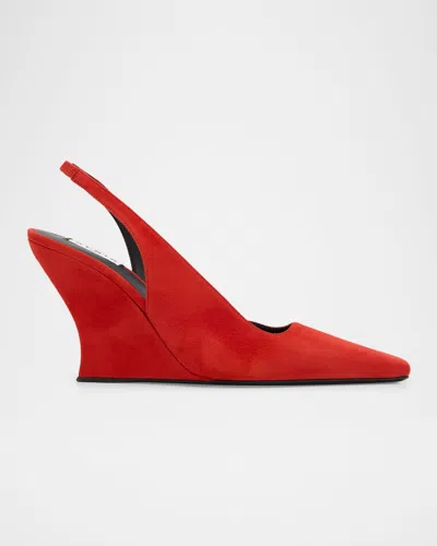 Alaïa 90mm Suede Slingback Pumps In Red
