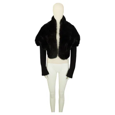 Pre-owned Alaïa 90s Faux Fur Black Bomber Jacket