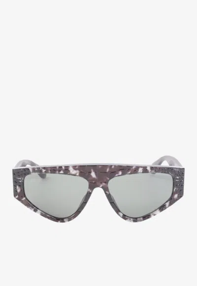 Alaïa 97 Mask Geometric Sunglasses In Gray
