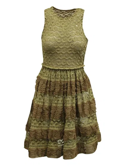 Pre-owned Alaïa 970mm Layered Lace Tiered Dress In Neutral