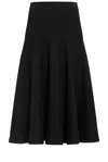 Alaïa Midi Flared Knit Skirt High Waist In Black
