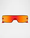 Alaïa Aa0083s Shield Metal Sunglasses In Red
