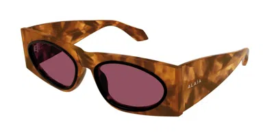 Alaïa Aa0085s 003 Women's Sunglasses Tortoiseshell Size 57 In Brown