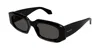 Alaïa Bold Black Rectangular Sunglasses With Wide Temples In Brown
