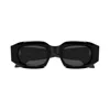 Alaïa Bold Black Rectangular Sunglasses With Wide Temples In Black