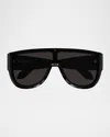 Alaïa Aa0087s Shield Acetate Sunglasses In Black