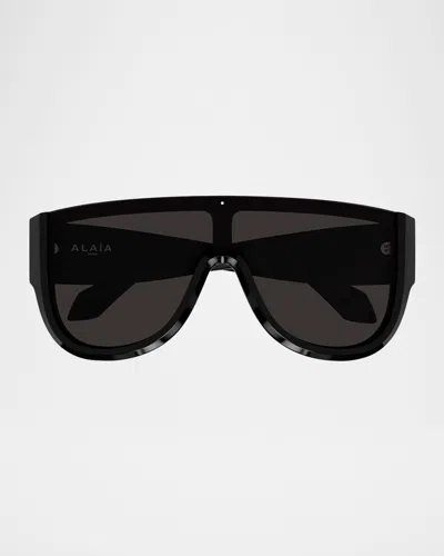 Alaïa Aa0087s Shield Acetate Sunglasses In Black