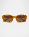 Alaïa Aa0089s Rectangle Acetate Sunglasses In Avana