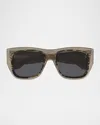 Alaïa Aa0090s Rectangle Acetate Sunglasses In Brown