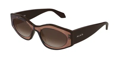 Alaïa Aa0093s 002 Women's Sunglasses Brown Size 55