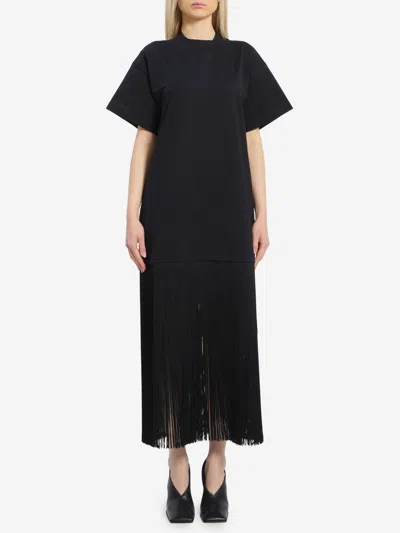 Alaïa Maxi Dress With Fringes In Black