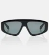 Alaïa Rectangular Frame Sunglasses Dark Lenses In Black