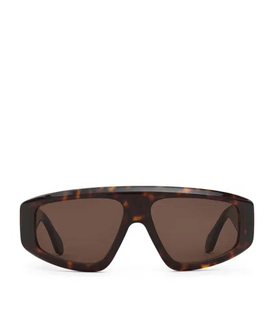 Alaïa Acetate Aviator Mask Sunglasses In Brown