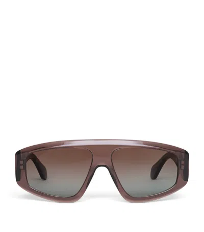 Alaïa Acetate Aviator Mask Sunglasses In Brown