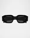 Alaïa Acetate Rectangle Sunglasses In Black