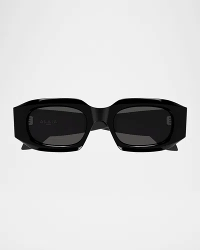 Alaïa Acetate Rectangle Sunglasses In Black