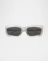 Shop Alaïa Acetate Rectangle Sunglasses In Crystal