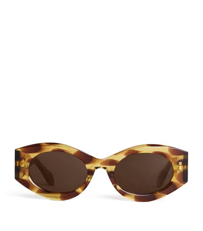 Alaïa Acetate Speckled Oval Sunglasses In Brown