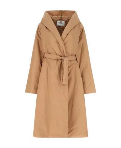 Alaïa Belted Hooded Coat In Nude | ModeSens