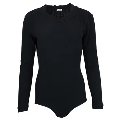Pre-owned Alaïa Ala�a Black Chevron Striped Bodysuit