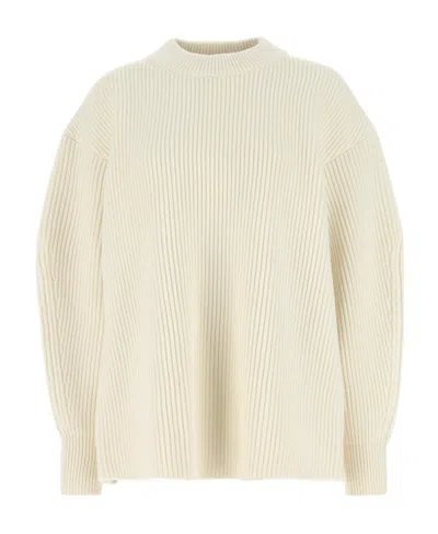 Alaïa Crewneck Rib-knitted Jumper In White