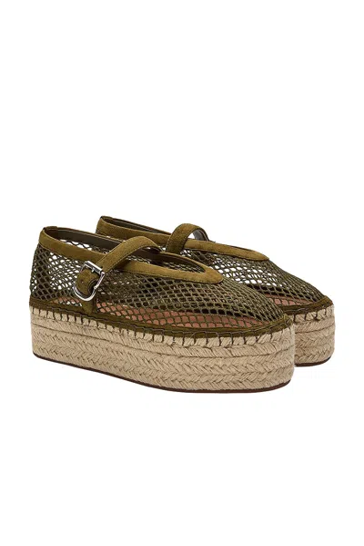 Alaïa Alaϊa Fishnet Wedge Espadrille Flat In Green