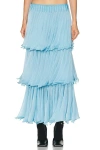 Alaïa Multi-layered Pleated Knit Midi Skirt In Blue