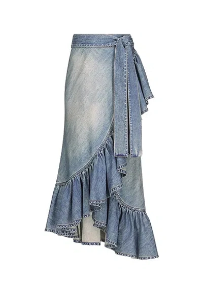 Alaïa Alaϊa Ruffle Skirt In Blue