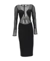 Shop Alaïa Semi-sheer Midi Dress In Black