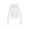 Alaïa Hooded Cropped Ribbed Wool-blend Sweater In White