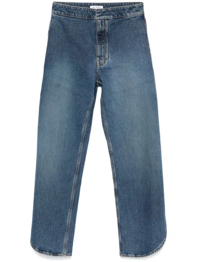 Alaïa Jeans Arrotondati In Denim Stone Washed In Blue
