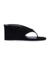 Alaïa Alaia Black Suede Goat Leather Wedge Thong Mules In Black