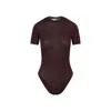 Alaïa Wool-blend Crewneck Bodysuit Top In Brown