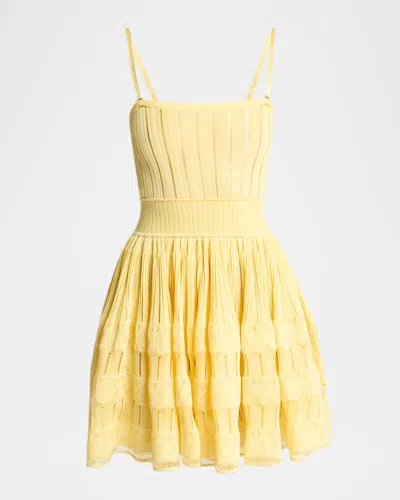 Alaïa A-line Crinoline Mini Dress With Removable Straps In Yellow