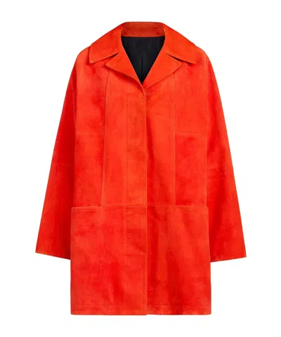 Alaïa A-line Suede Goatskin Coat In Red