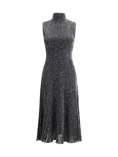 Alaïa All-over Sequined Midi Dress In Gray