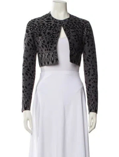 Pre-owned Alaïa Animal Print Bolero In Gray