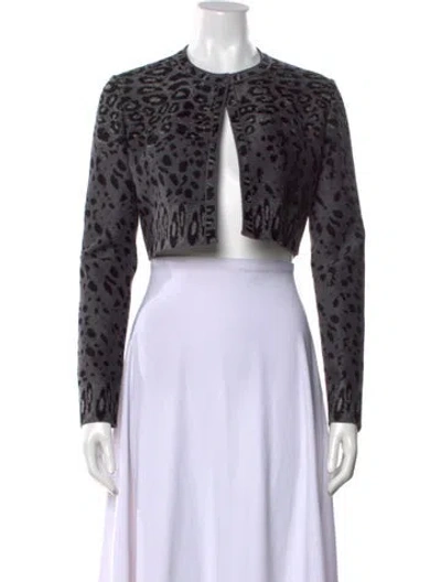 Pre-owned Alaïa Animal Print Crew Neck Sweater In Black