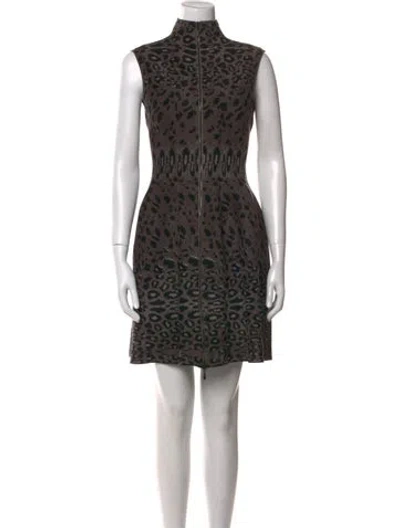 Pre-owned Alaïa Animal Print Knee-length Dress In Brown