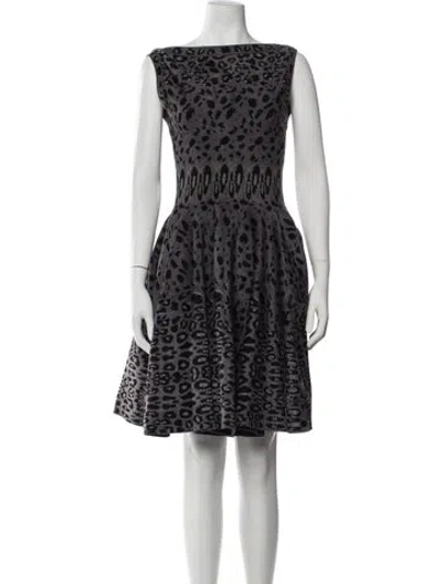 Pre-owned Alaïa Animal Print Knee-length Dress In Gray