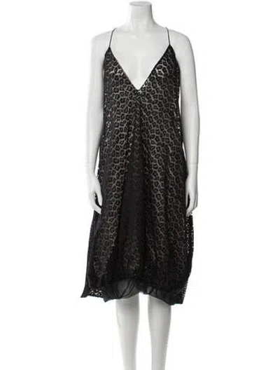 Pre-owned Alaïa Animal Print Long Dress In Black