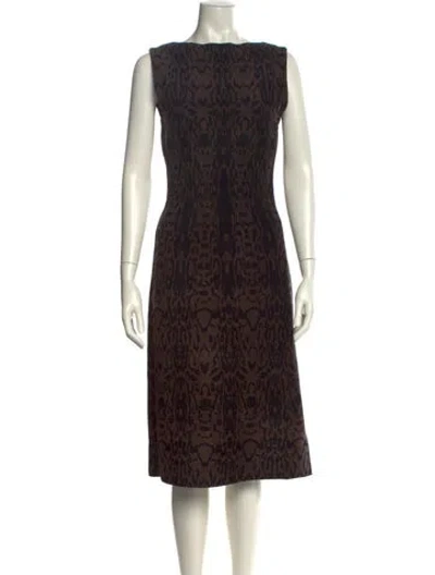 Pre-owned Alaïa Animal Print Midi Length Dress In Brown