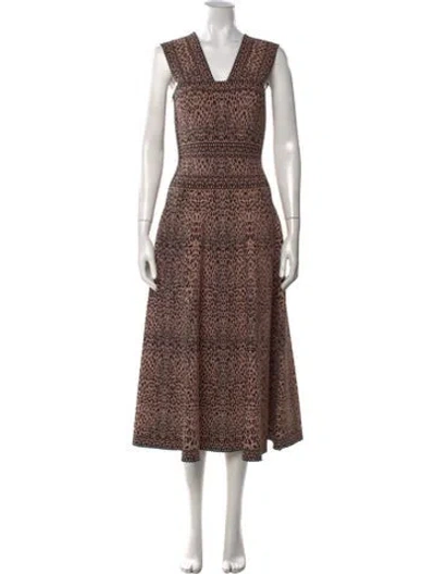 Pre-owned Alaïa Animal Print Midi Length Dress In Neutrals