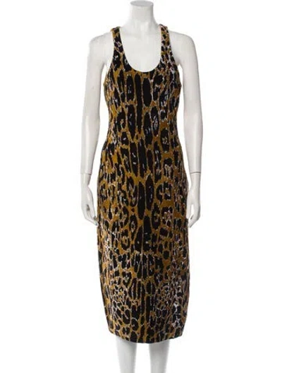 Pre-owned Alaïa Animal Print Midi Length Dress W/ Tags In Multi