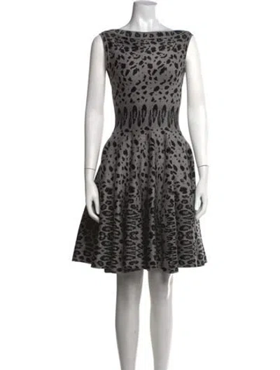Pre-owned Alaïa Animal Print Mini Dress In Black/grey