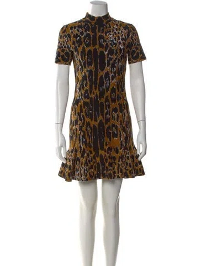 Pre-owned Alaïa Animal Print Mini Dress In Brown