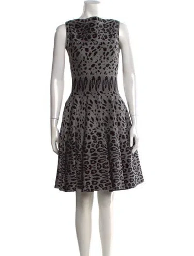 Pre-owned Alaïa Animal Print Mini Dress In Gray