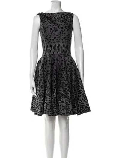 Pre-owned Alaïa Animal Print Mini Dress In Gray