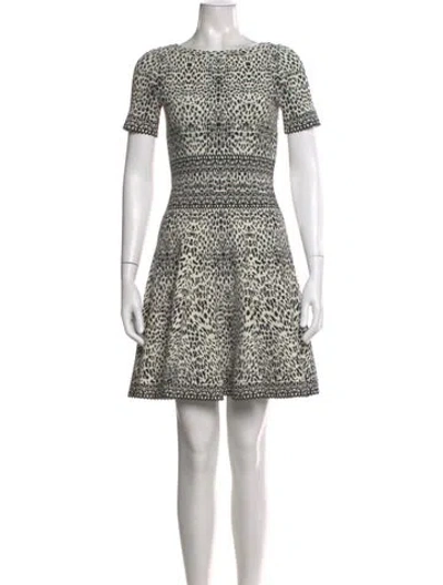 Pre-owned Alaïa Animal Print Mini Dress In White