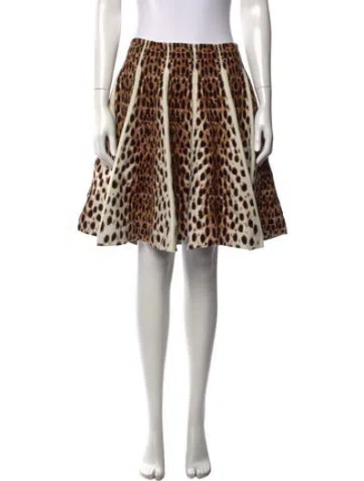 Pre-owned Alaïa Animal Print Mini Skirt In Brown